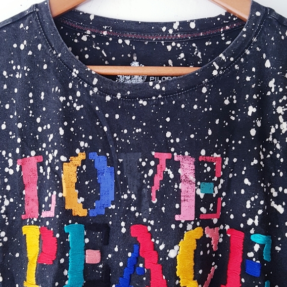 ANTHROPOLOGIE PILCRO Multi-Colour Love Peace Forever T-Shirt - Picture 4 of 13